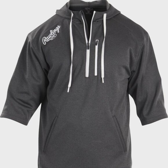 RAWLINGS Half Sleeve 1/4 Zip Hoodie, Baseball, Men's Medium, Dark Grey - Picture 1 of 7